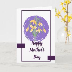 Cartão Feliz Dia das Mães com Floral Amarelo