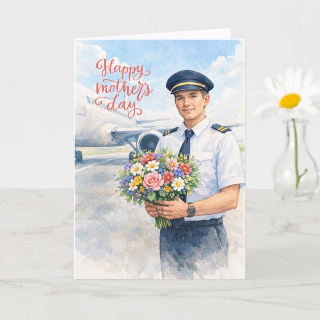 Cartão Feliz Dia das Mães com flores da Pilot (Planta pequena)