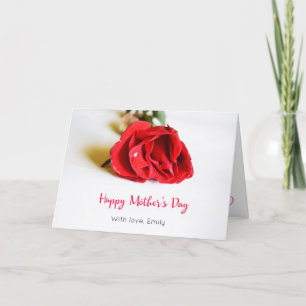 Cartão Feliz Dia das Mães com uma Rosa Vermelha Única