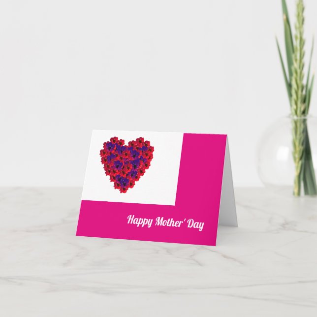 Cartão Feliz Dia das Mães Coração Floral (Frente)