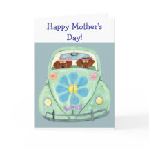 Feliz Dia das Mães! Dachshunds em carro Hippie