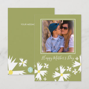 Cartão Feliz Dia das Mães Daisy Florais Verde