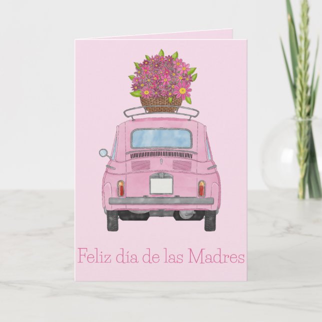 Cartão Feliz Dia das Mães Espanhol Fiat 500 (Frente)