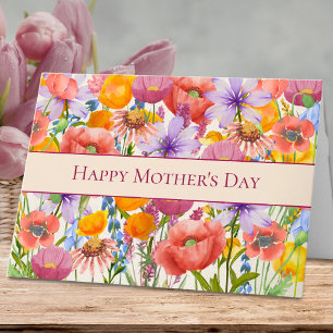 Cartão Feliz Dia das Mães Estampa Floral Vibrante