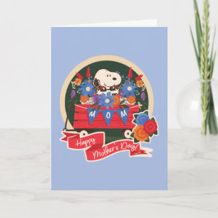 Cartão Feliz Dia das Mães Estandarte Snoopy Mamãe