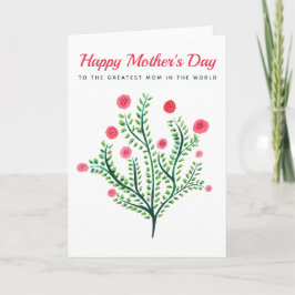 Cartão Feliz Dia das Mães Flor de Primavera Aquarela