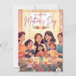 Cartão Feliz Dia das Mães Floral Card – Mãe e Filho Fofo