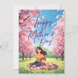 Cartão Feliz Dia das Mães Floral Card – Mãe e Filho Fofo
