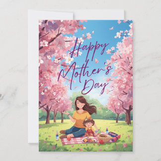 Cartão Feliz Dia das Mães Floral Card – Mãe e Filho Fofo