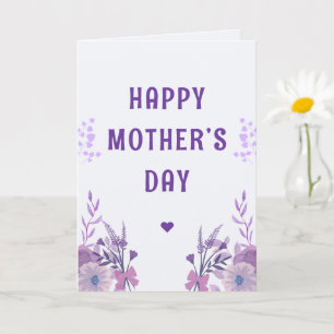 Cartão Feliz Dia das Mães Floral Roxo Elegante