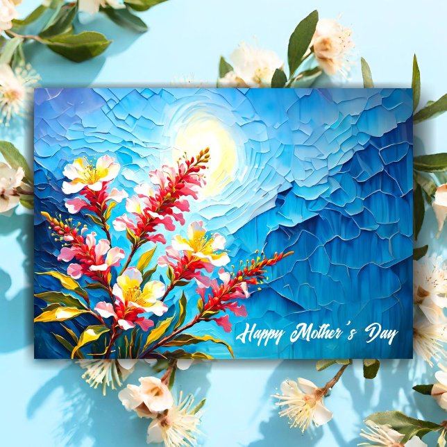 Cartão Feliz Dia das Mães Flores de Murta Australianas  (Beautiful card that any flower loving Mom would appreciate it! )
