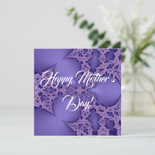 Cartão Feliz Dia das Mães, fractal roxo