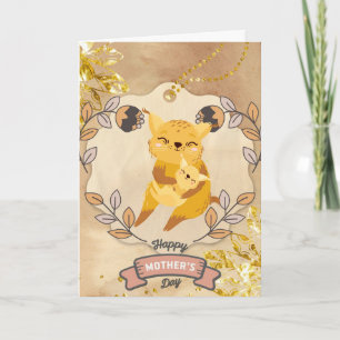 Cartão Feliz Dia das Mães Gato e Gatinho Fofo Divertido