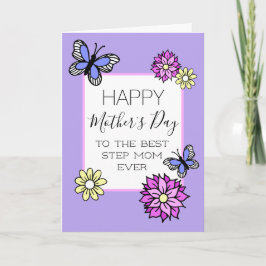 Cartão Feliz Dia das Mães Madrasta Floral Borboleta