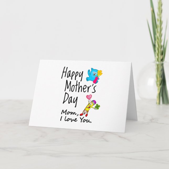 Cartão Feliz Dia das Mães. Mãe, eu te amo. (Frente)