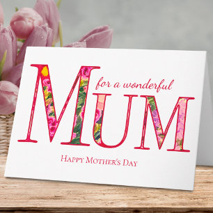Cartão Feliz Dia das Mães MAMÃE - Design Floral Elegante