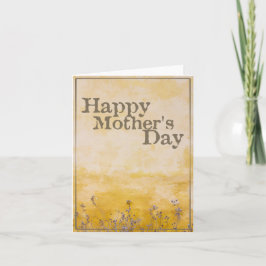 Cartão Feliz Dia das Mães no Prado de Flores Vintage - Po