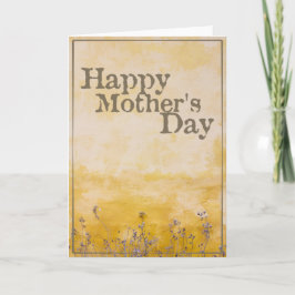 Cartão Feliz Dia das Mães no Prado de Flores Vintage - Po