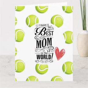 Cartão Feliz Dia das Mães para a mãe de tênis com bolas