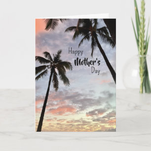 Cartão Feliz Dia das Mães Pôr do Sol Havaiano