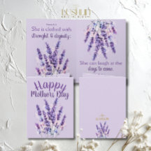 Feliz Dia das Mães Proverbs 31:25 lavanda roxa