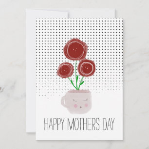 Cartão Feliz Dia das Mães Red Poppy Florals