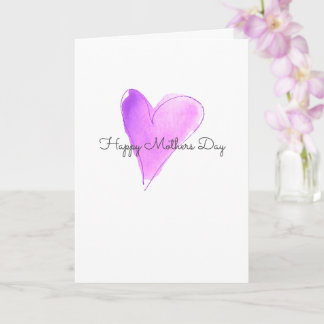 Cartão Feliz Dia das Mães Rosa Coração de Aquarela Amo Vo