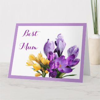 Cartão Feliz Dia das Mães roxo amarelo floral divertido c