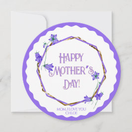 Cartão Feliz Dia das Mães - Sininhos roxos e dourado -