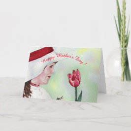 CARTÃO FELIZ DIA DAS MÃES TULIPA VERMELHA