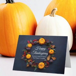 Cartão Feliz Dia de Ação de Graças a Pumpkin Wreath Moder