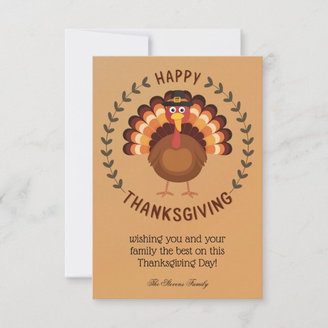 Cartão Feliz Dia de Ação de Graças à Turquia (Frente)