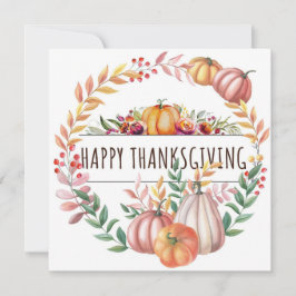 Cartão Feliz dia de Ação de Graças, coroa