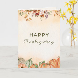 Cartão Feliz Dia de Ação de Graças Floral de Outon