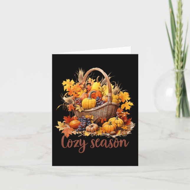 Cartão Feliz Dia de Ação de Graças Vibes Cozy Season Prem (Frente)