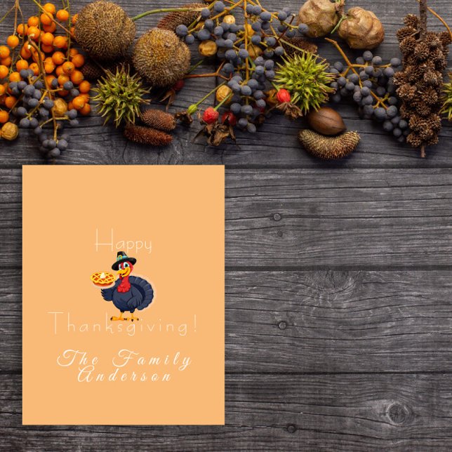 Cartão Feliz dia de agradecimento à tarte turca laranja-c (Criador carregado)