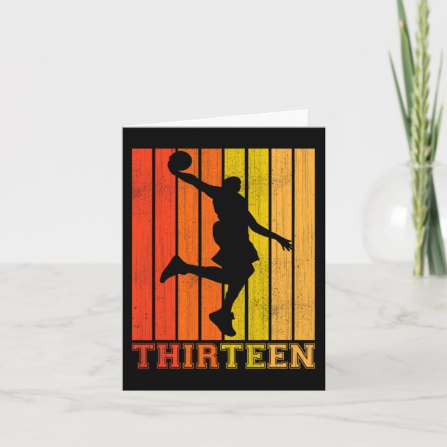 Cartão Feliz Dia De Aniversário De 13 Para Rapazes Basket (Frente)