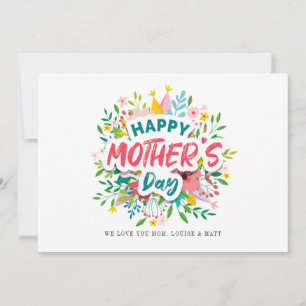 Cartão feliz dia de as mães Bright Botânica Personalizada