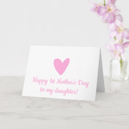 Cartão Feliz Dia de as mães de 1rua a Coração Rosa Bonito