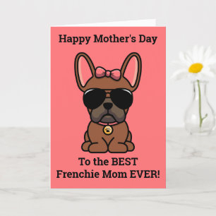 Cartão Feliz Dia de as mães do Cão Vermelho Fawn Frenchie