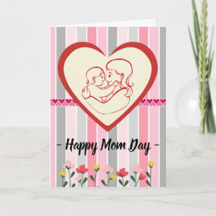 Cartão Feliz Dia de as mães do Dia da Mãe com Stripes Flo