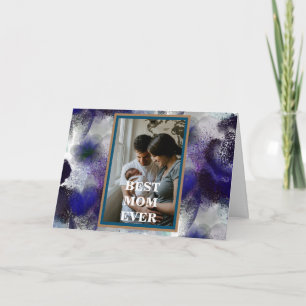 Cartão Feliz dia de as mães Floral Púrpura Azul de Fotogr