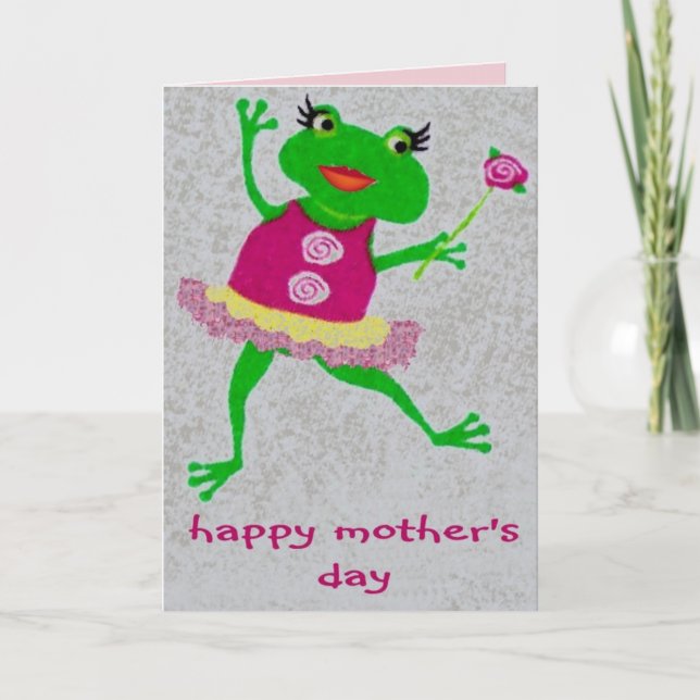 Cartão Feliz Dia de as mães Froggy. Mãe para ser! (Frente)