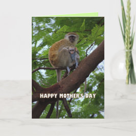 Cartão Feliz Dia de as mães Macaco Mãe e Humor Infantil