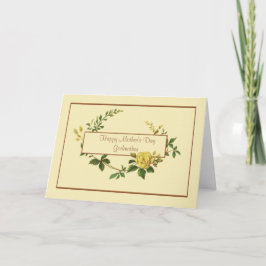 Cartão Feliz Dia de as mães Madrinha com Rosa Amarela