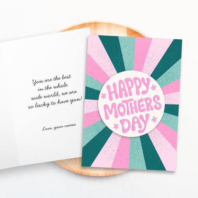 Cartão Feliz dia de as mães Moderno Personalizado (Image shows a 4x6 inch Mother's Day Card. Choose a size and personalize message before buying.)