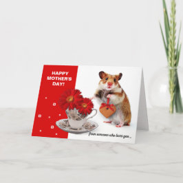 Cartão Feliz Dia de as mães. Personalizado de Hamster Eng