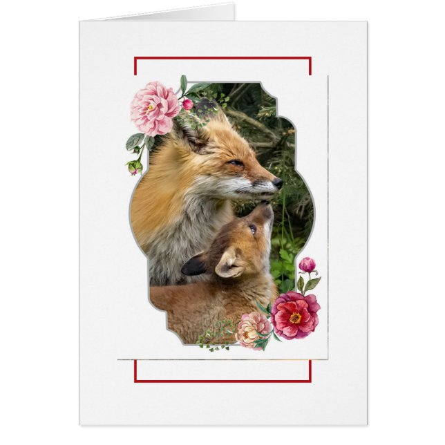 Cartão Feliz Dia de as mães, Raposas (Frente)