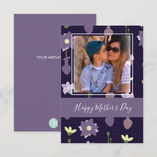 Cartão Feliz Dia de as mães Vase Florals Roxo