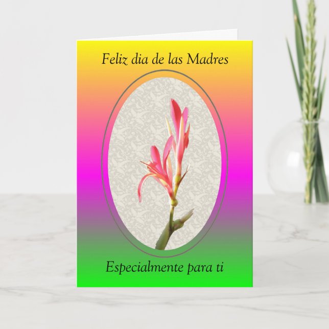 Cartão Feliz dia de las Madres, especialmente... (Frente)